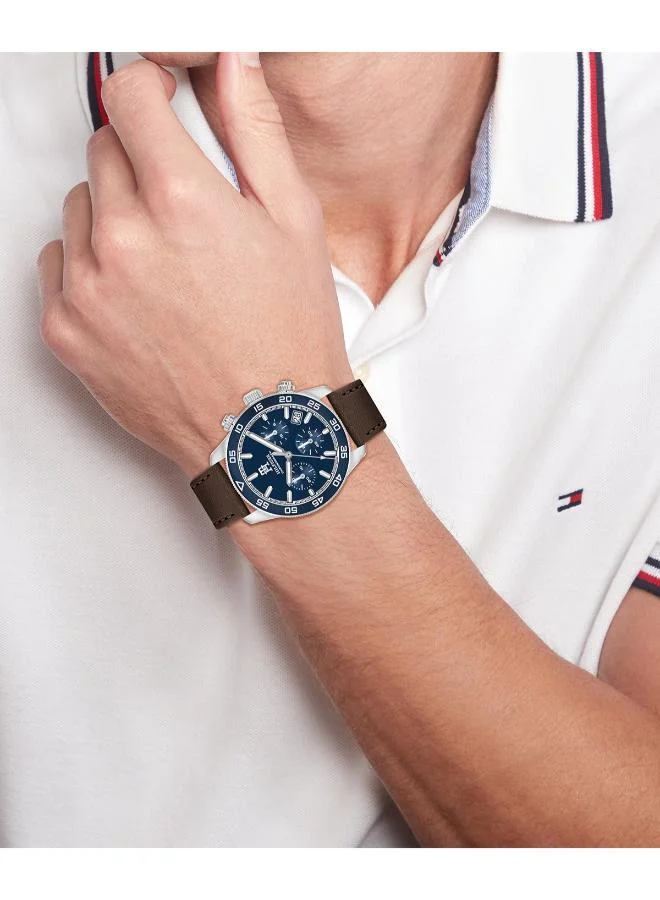 TOMMY HILFIGER  Mens Chronograph Quartz Watch With Brown Leather Strap - 1792163 for Men | Best Price UAE